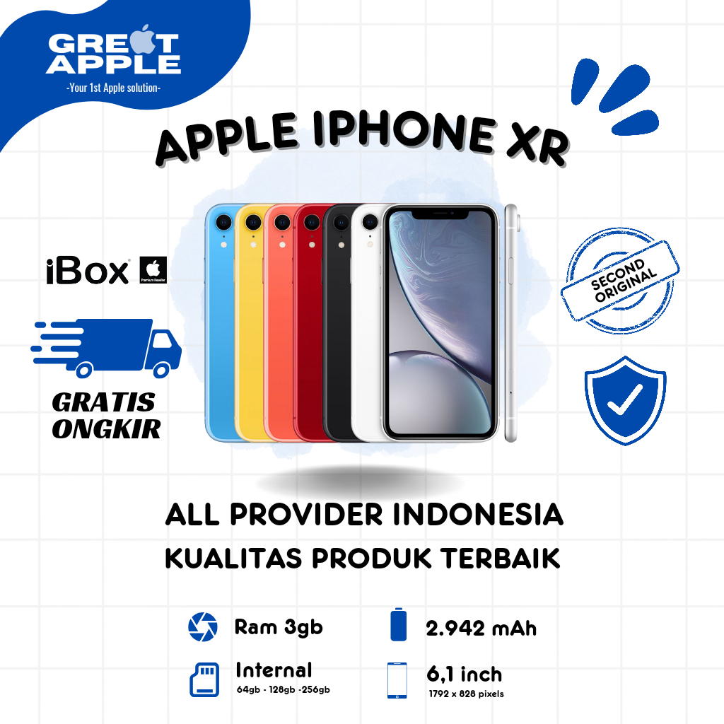 GREAT IP XR 64GB 128GB 256GB Second BEKAS | MULUS NORMAL FULLSET