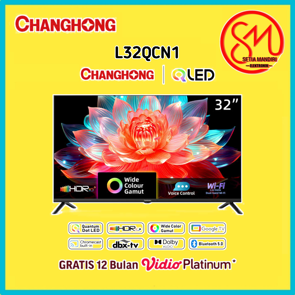 [Instant] CHANGHONG QLED Smart Google TV Digital DVB-T2 WiFi 32/40/43 inch L32QCN1 HD NEW 2025/2026