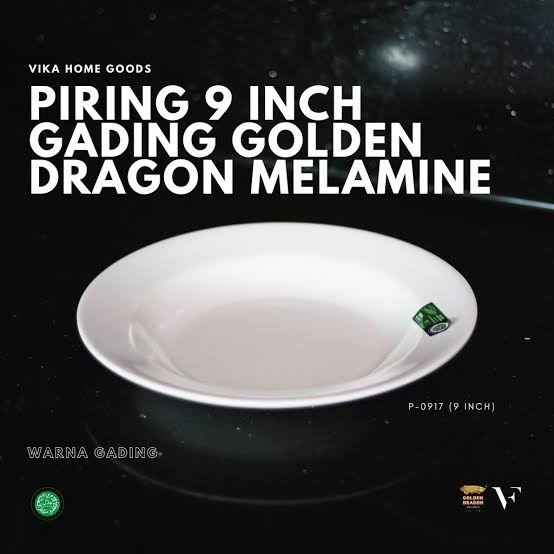 Piring Makan Melamin Golden Dragon Flying Fish Diameter 9" Melamine Dinner Plate Piring Makan Nasi S