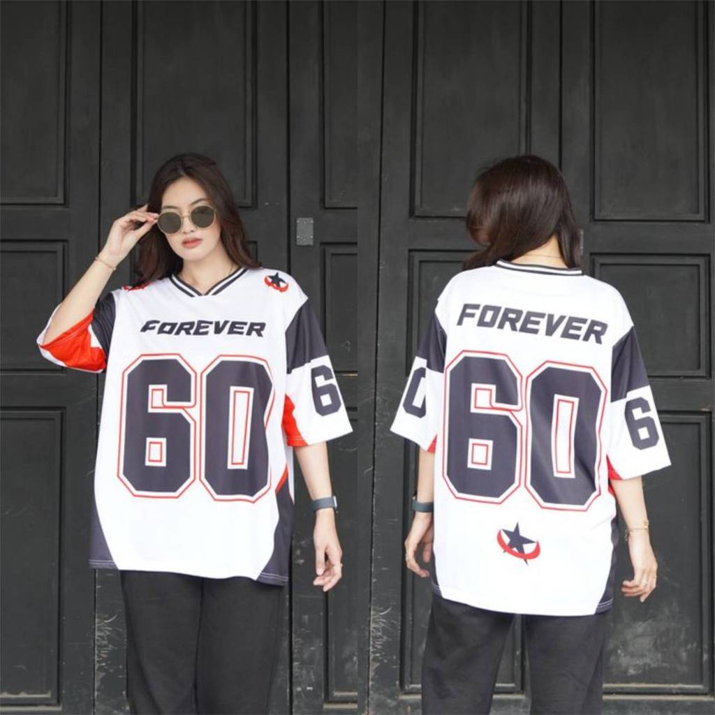 Forever Cloth Kaos Jersey Oversize Unisex Pria Wanita Atasan Kaos Jersey 60