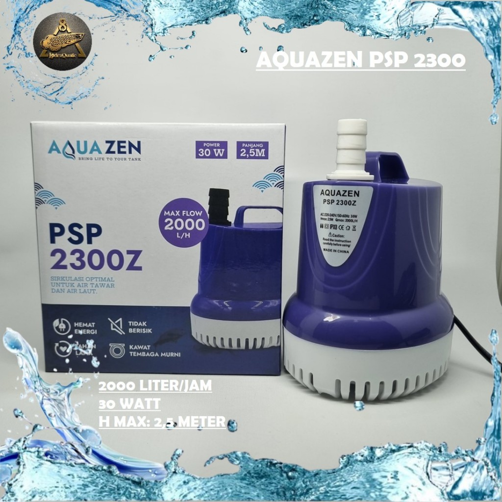 POMPA AQUAZEN PSP 2300 POMPA KOLAM IKAN ATAU POMPA AQUARIUM 2000 LITER PER JAM SEMBURAN AIR HINGGA 2