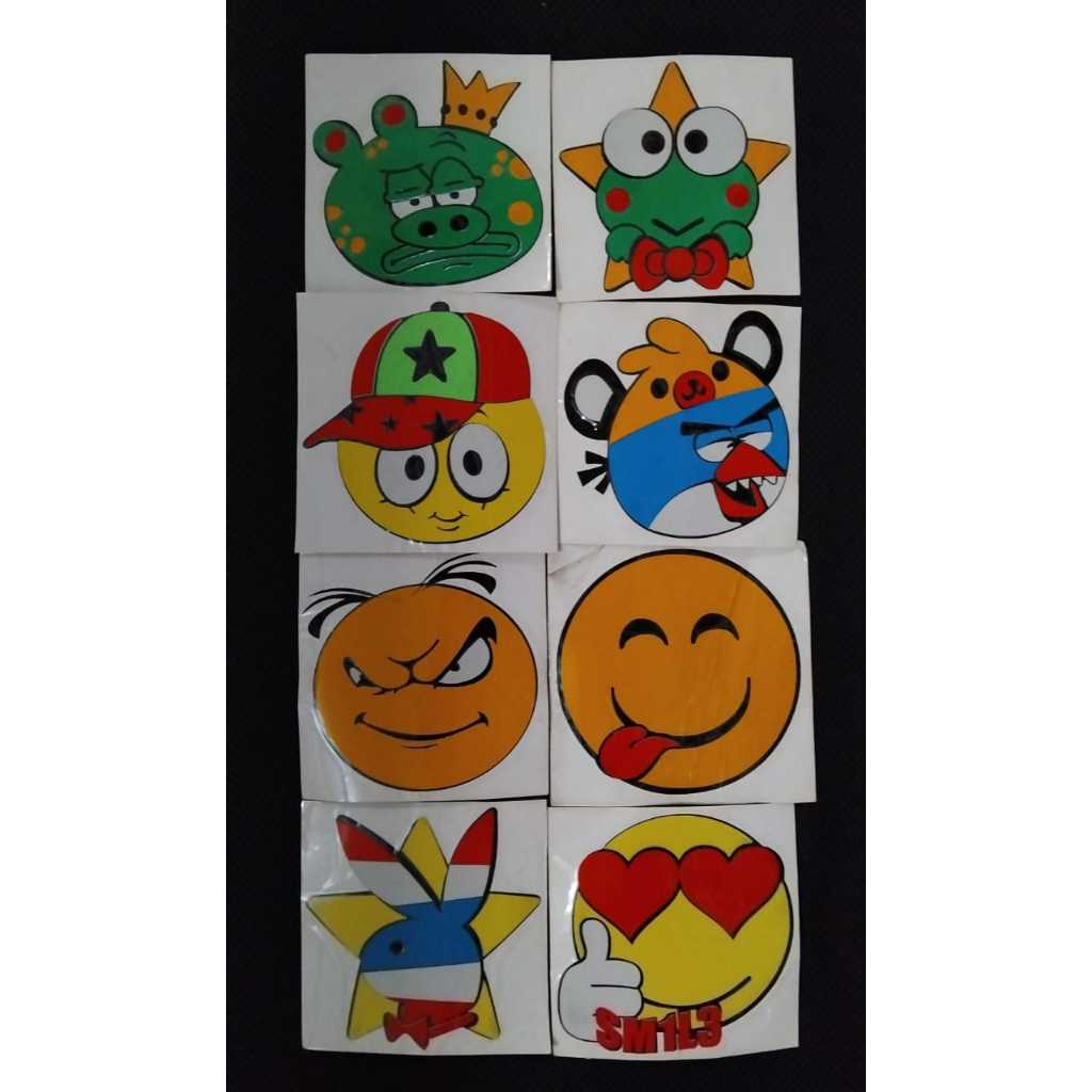 STICKER CUTTING MOTIF EMOJI UNTUK TAMBAHAN AKSESORIS MOTOR MOBIL