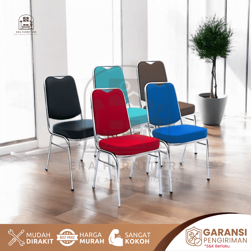 Era Furniture - Futura Kursi Susun Besi Kursi Pesta Kursi Gereja Kursi Susun Warna Merah/Biru/Hitam/