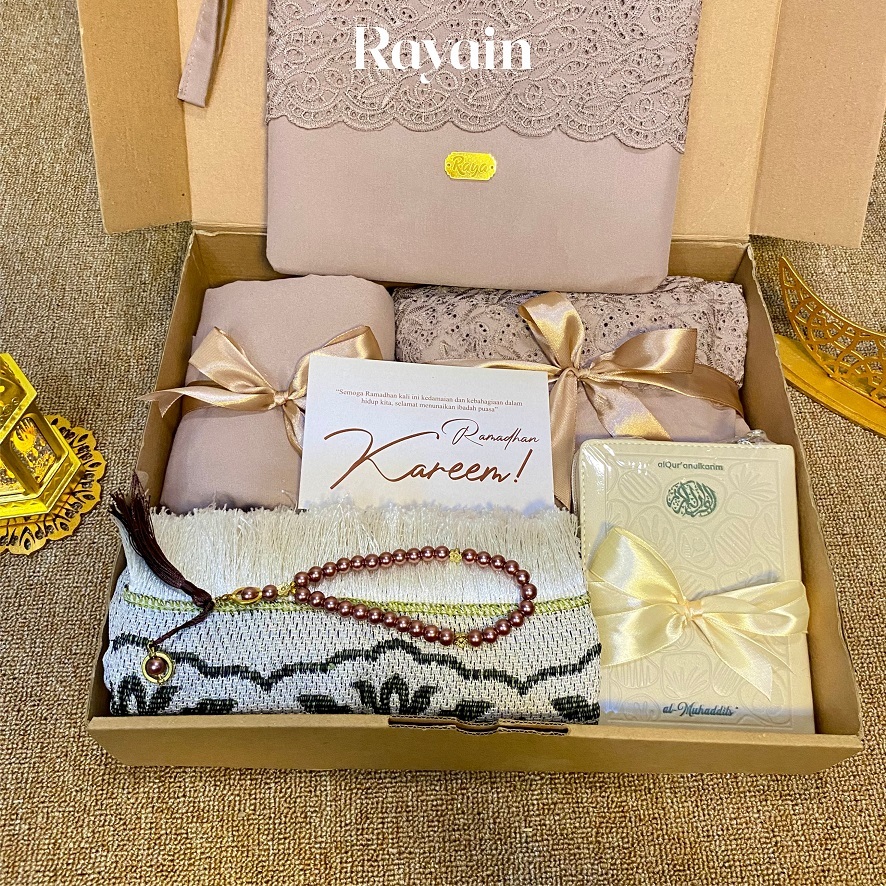 Paket Lengkap A / Hampers Mukena Sajadah Tasbih Al Quran Seserahan 1 Set Gift Box Hadiah kado cewe U