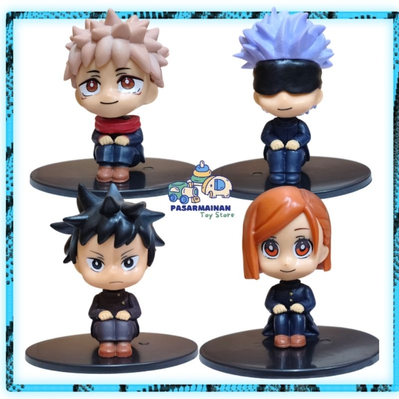 Figure Jujutsu Kaisen Lookup Set 4 Gojo Satoru Yuji Itadori Fushiguro Miniatur pajangan