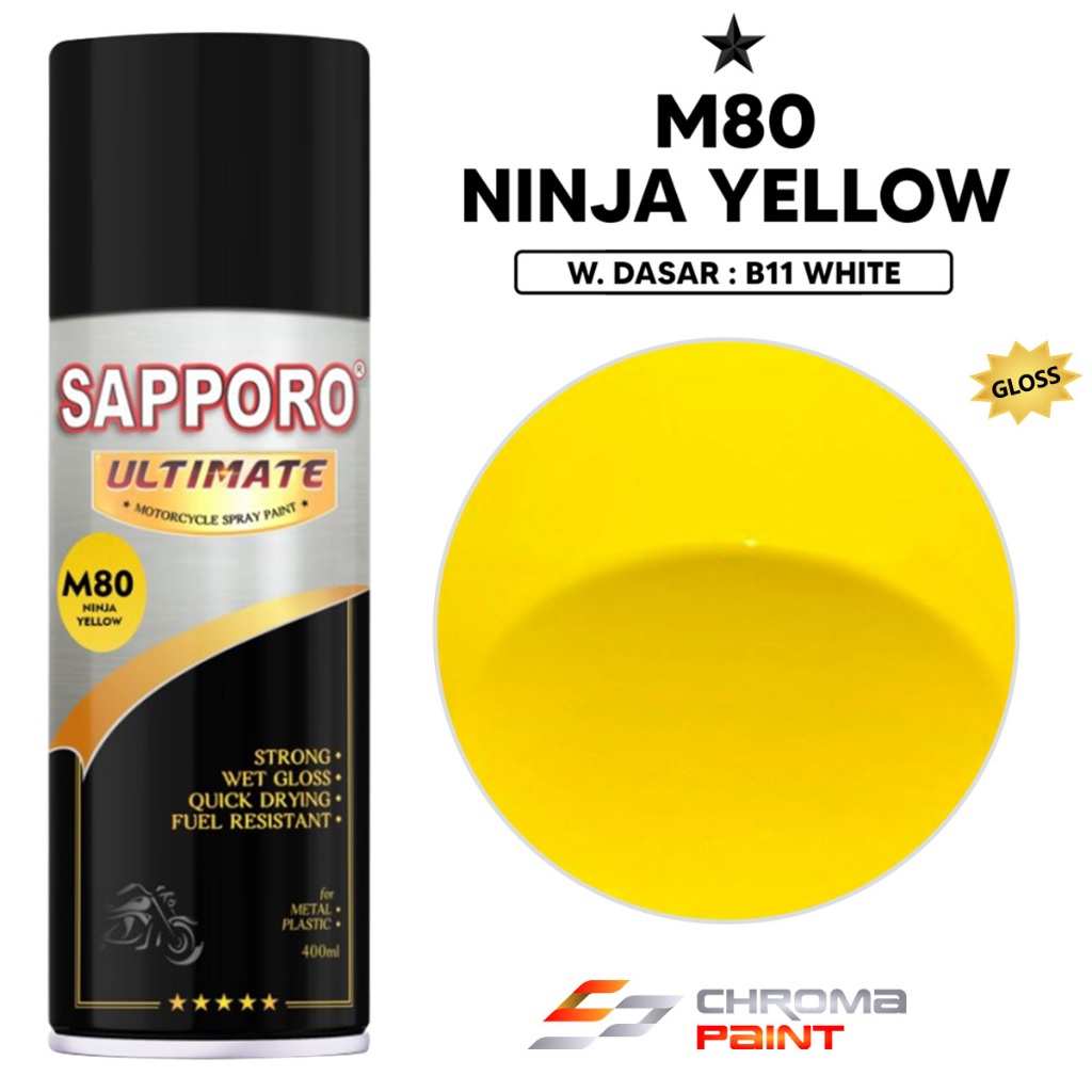 Sapporo Ultimate M80 Ninja Yellow – Cat Semprot Warna Kuning 400ml