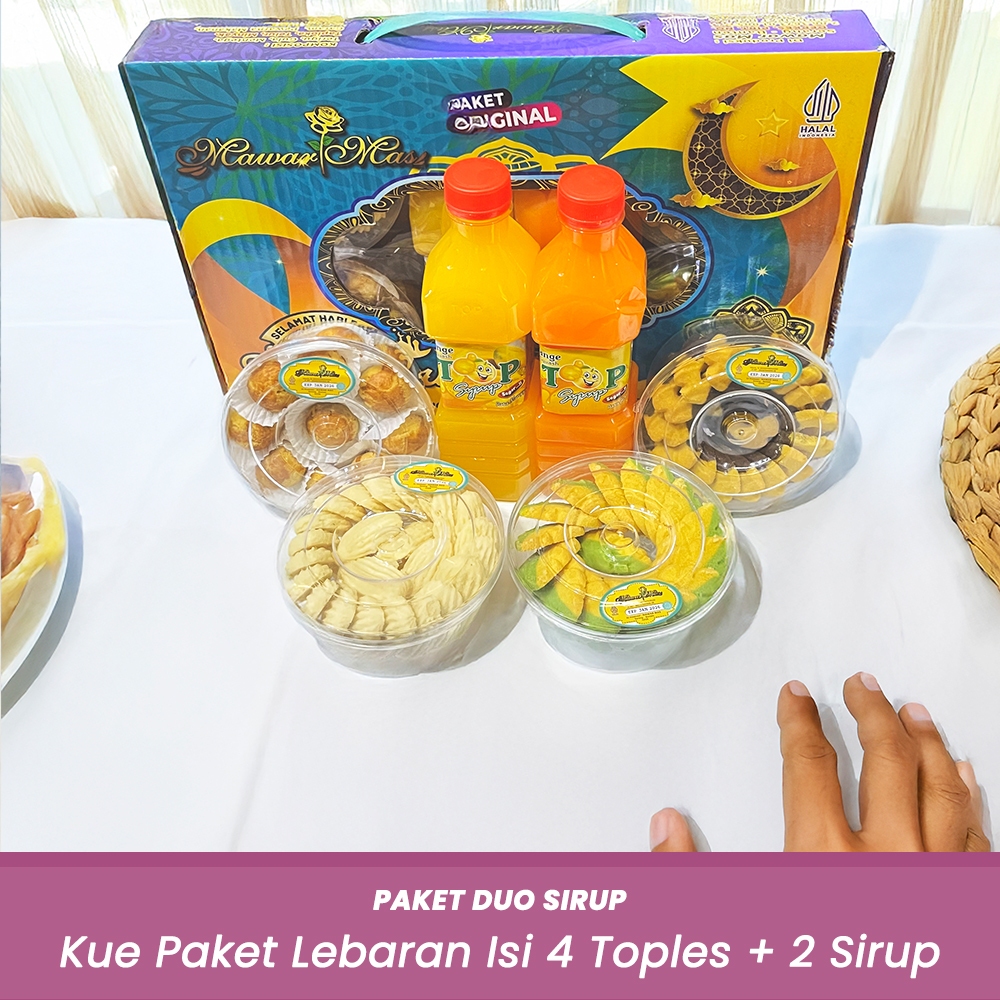 

Paket Kue Lebaran Putri Kencana isi 4 Toples 2 Sirup Nastar Cookies Coklat Hampers Ramadhan Gift Hadiah