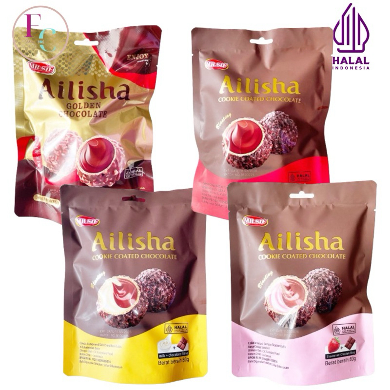 

Coklat Ailisha Cookie Coated Chocolate Ball Standing Potch 66g