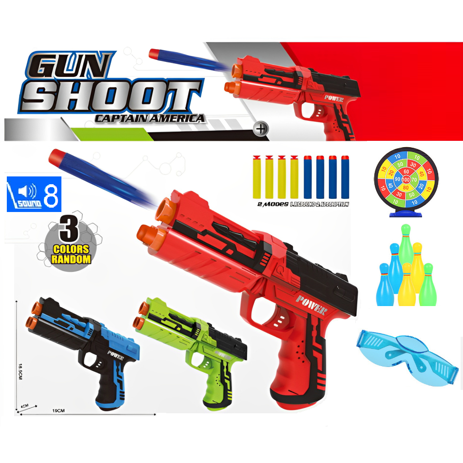 Mainan Anak Pistol Kokang Peluru Busa 8 Suara Baterai Soft Nerf EVA Bullet  Shooting Gun Sound BO