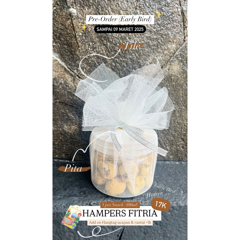 

[HAMPERS FITRIA] Hampers 1pcs Snack | Packing Tile + Pita | Toples 400ml