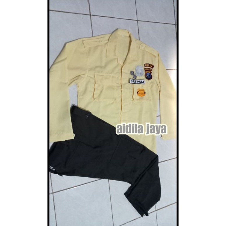KODE F94T SERAGAM PDL SATPAM SECURITY BARU MODEL CREAM BAHAN TWIST HALUS