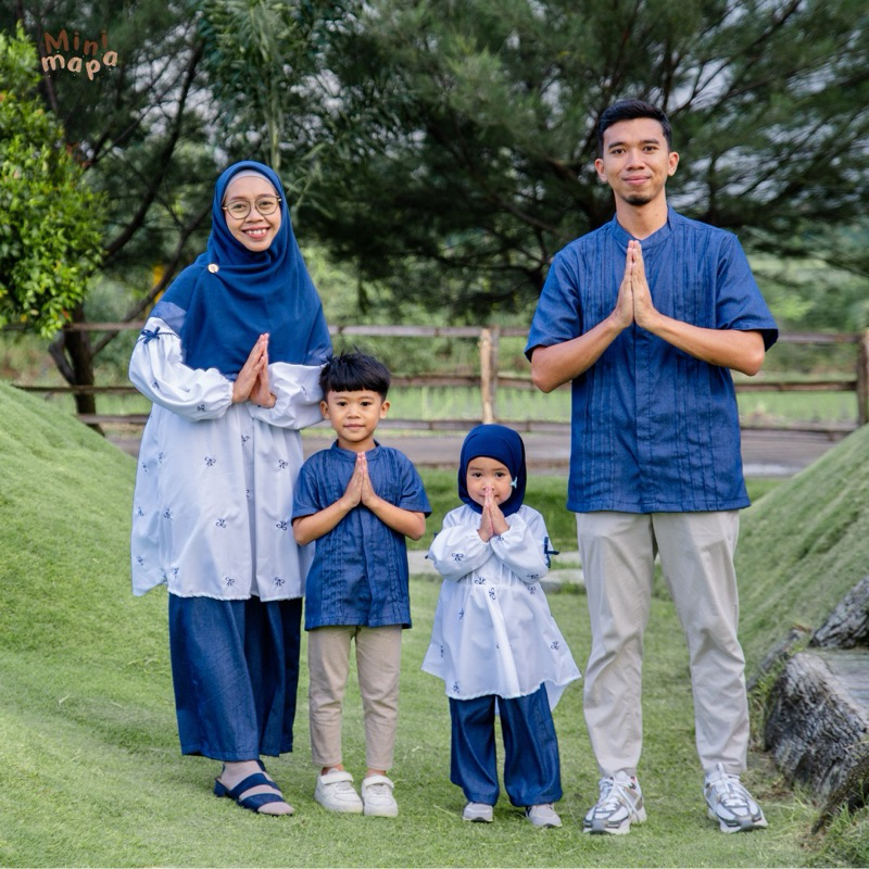MINIMAPA - baju couple keluarga hari raya lebaran one set ibu anak cewek kemeja koko pasangan ayah a