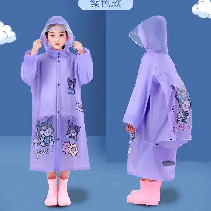 (4-13 THN) Jas Hujan Anak Lucu Kuromi Astronot Dino Princess Sofia Jas Hujan Ransel Anak Hoodie Anak