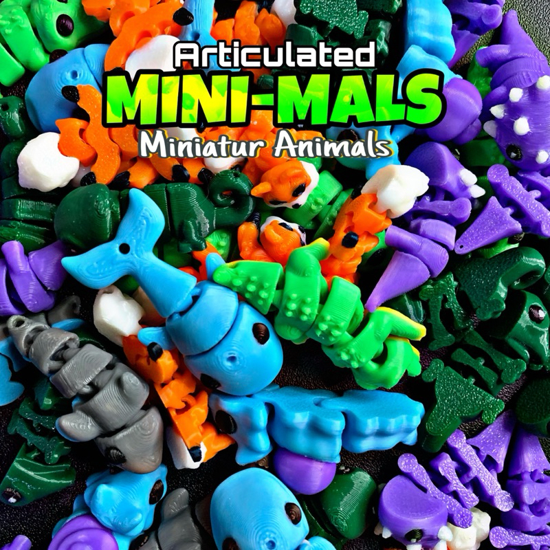 Mainan Anak Miniatur Hewan 3D Printing Artikulasi Gantungan Kunci Lucu