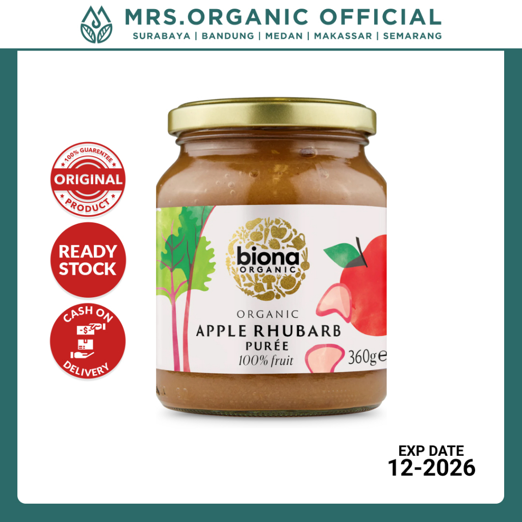 

Pure Apel Organik Biona Organic Apple & Rhubarb Puree 360 Gr