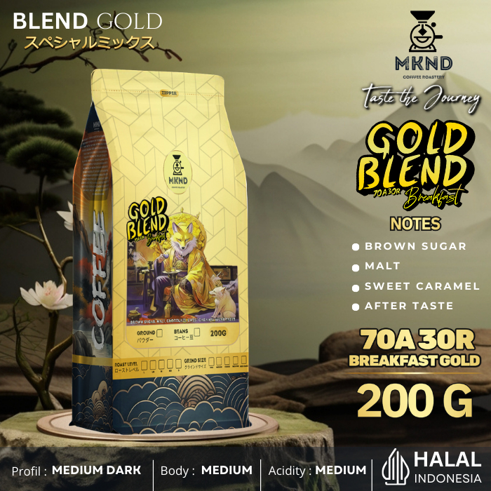 

MKND COFFEE ROASTERY - Gold Breakfast Blend 200gr Arabika 70% Robusta 30% Kopi Susus Espresso | Blend kopi | Kopi susu | Biji Kopi