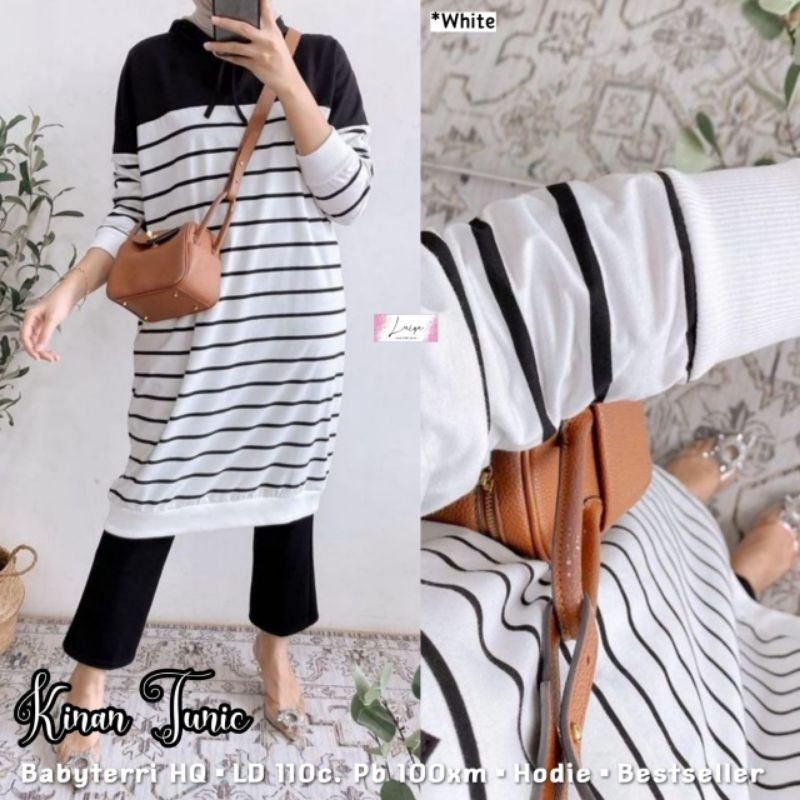 KINAN tunic hoodie | Babyterry | ld 110 | bh LAIQA | lengan panjang motif stripe