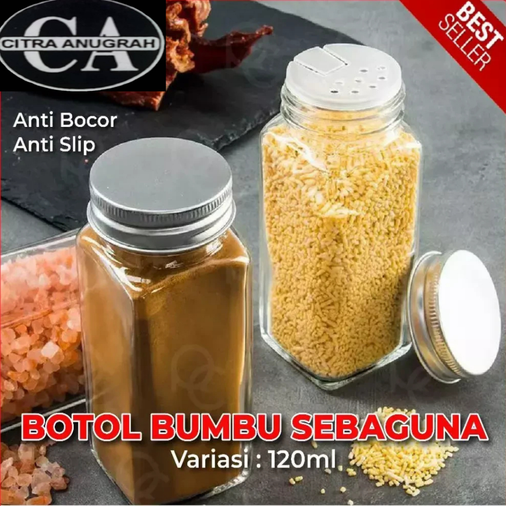 Botol Jar Kaca Bening Bumbu Dapur - 120ML