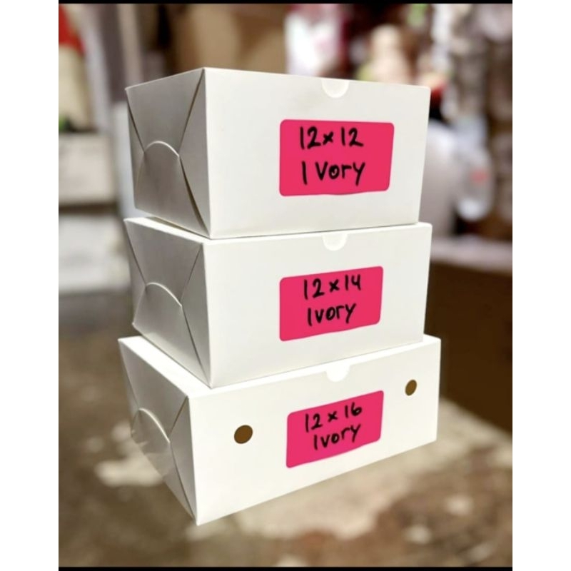 

isi 50 dus snack / kue ivory premium ukuran 12x12 12x14 12x16