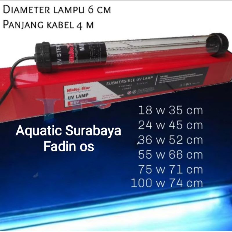 Lampu UV Kolam Lampu UV Sterilisasi Algae 100 Watt UV Kolam Koi
