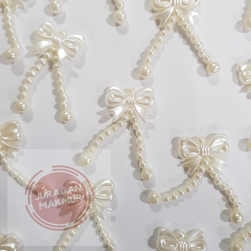 [12pcs] Hiasan Aksesoris Pita Mutiara - Pita Mote Hiasan Baju - Pita Mutiara Kecil - Ribbon Brooch