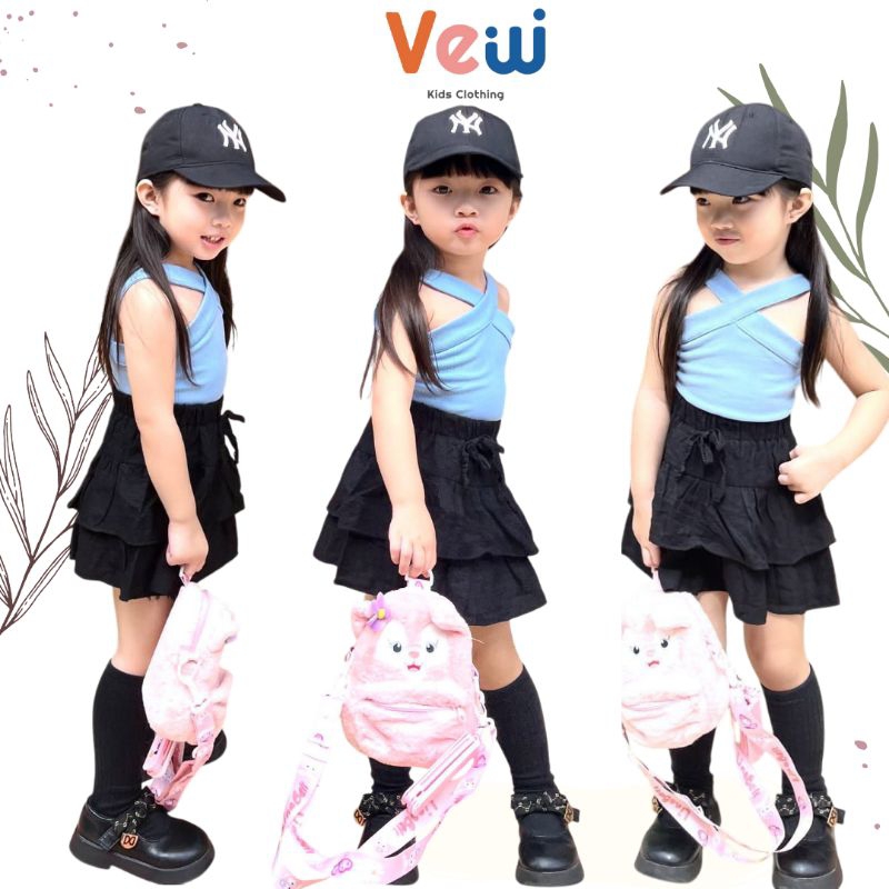 VEW - VIOLA SET - Setelan tanktop silang rok layer anak perempuan | one set anak Korean fashion