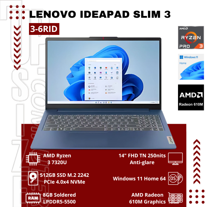 Lenovo IdeaPad 3-6RID AMD Ryzen 3 7320U