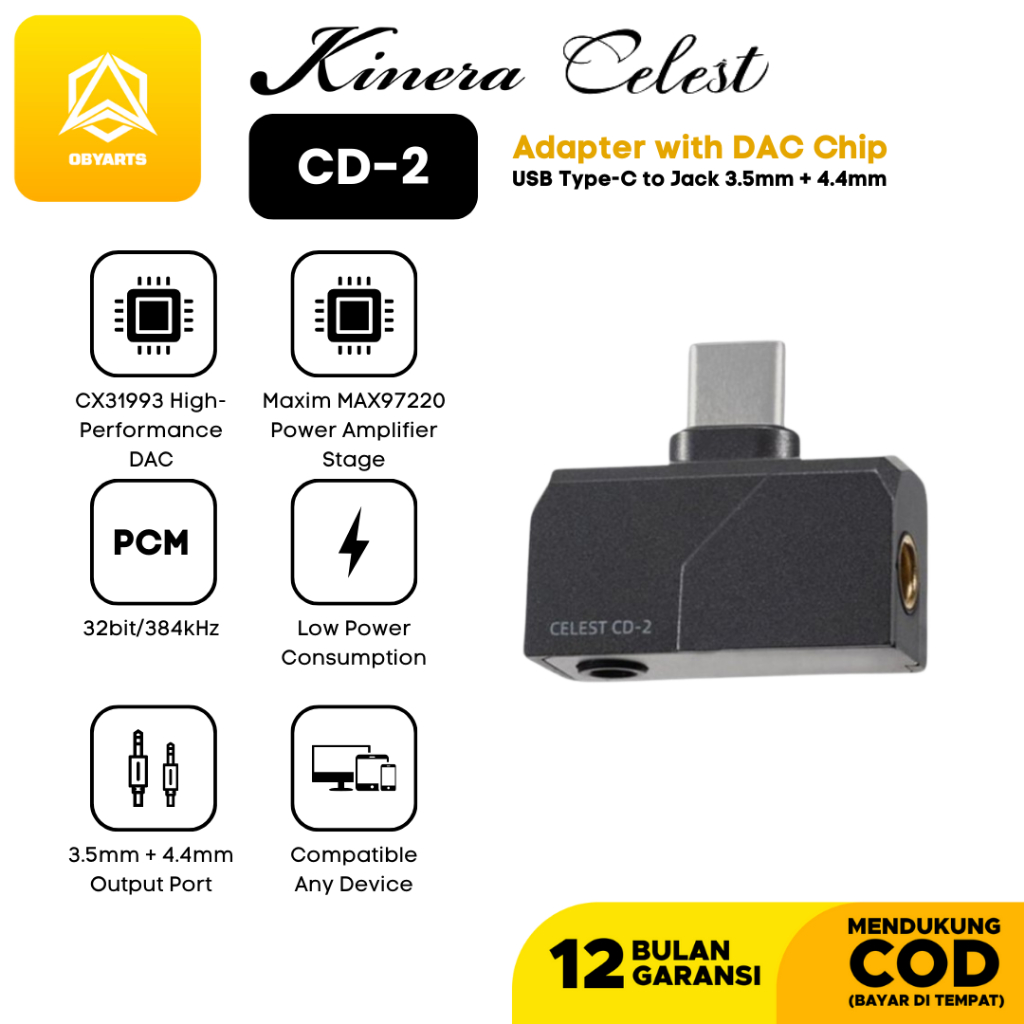 Kinera Celest CD-2 / CD2 DAC Amp CX31993+MAX97220 USB Type C to 3.5mm 4.4mm Converter Adaptor