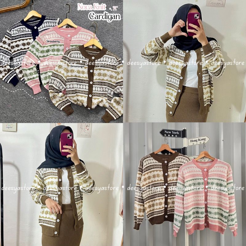 CARDIGAN RAJUT NOVA KNIT || CARDIGAN RAJUT OVERSIZE || CARDIGAN RAJUT MOTIF || CARDIGAN RAJUT KANCIN