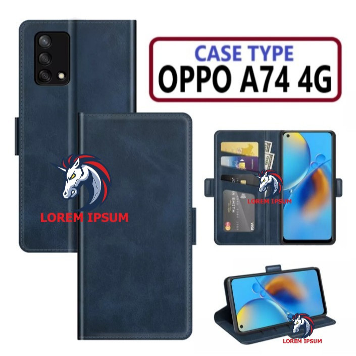 LEATHER CASING OPPO A74 4G CASE KULIT FLIP WALLET LEATHER KULIT PREMIUM SARUNG BUKA TUTUP KESING HP 