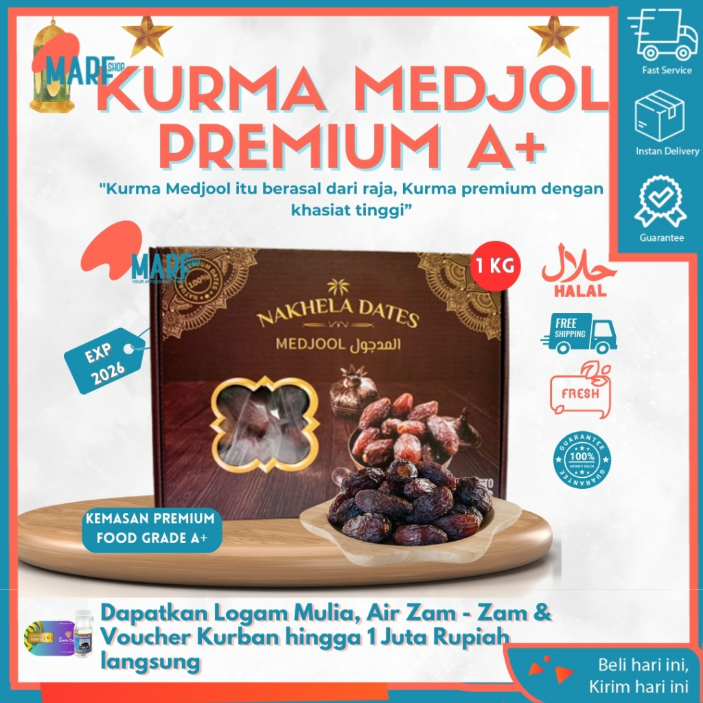 

KURMA MEDJOOL MEDJOL PREMIUM A ISTIMEWAH KURMA NABI QURMA ASLI ARAB QURMA MEDJOUL KURMA RAJA PREMIUM MURAH KWALITAS