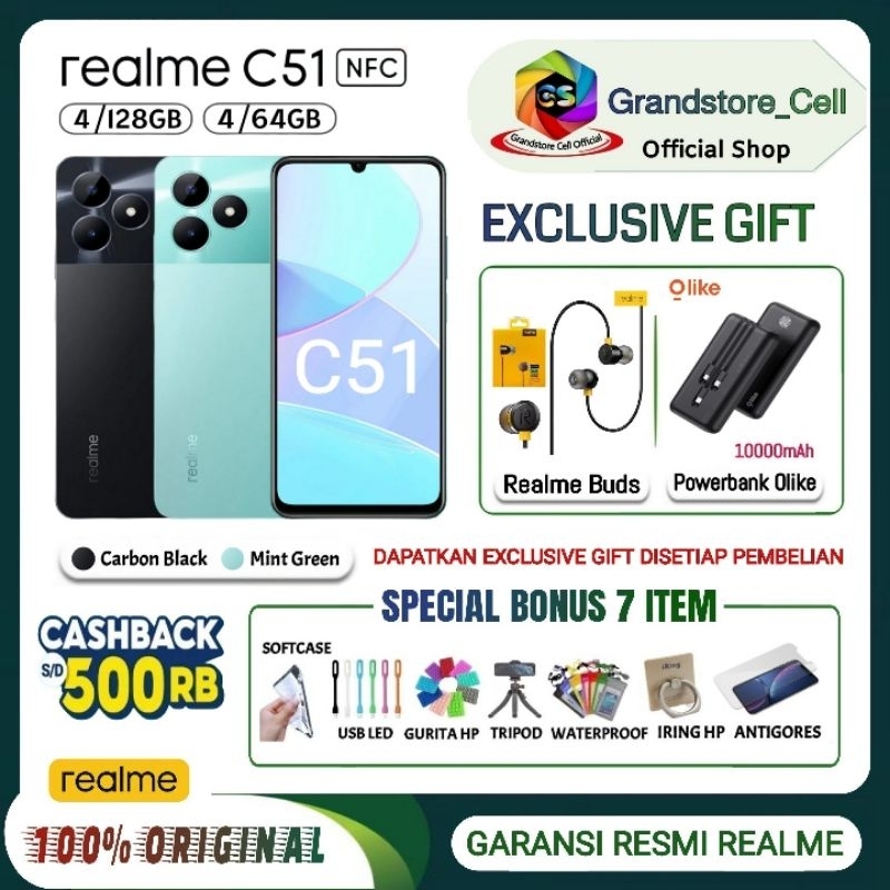 REALME C51 NFC RAM 4/128 GB - REALME C 51 NFC RAM 4/64 GB GARANSI RESMI REALME INDONESIA