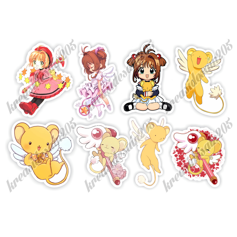 Isi 8 pcs stiker card captor sakura/sakura kinomoto/stiker laptop /stiker hp /stiker kulkas / stiker