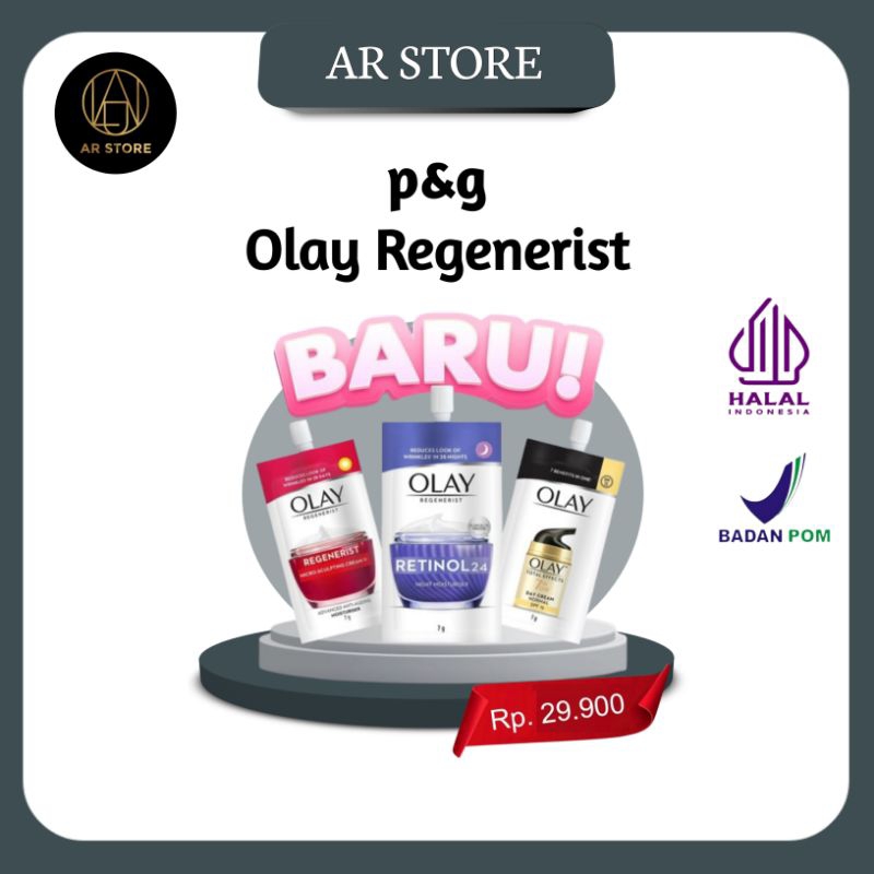 Olay Regenerist Moisturizer Malam Pelembab Wajah Retinol 24 7 g • Olay Total Effects Krim Pagi Pelem