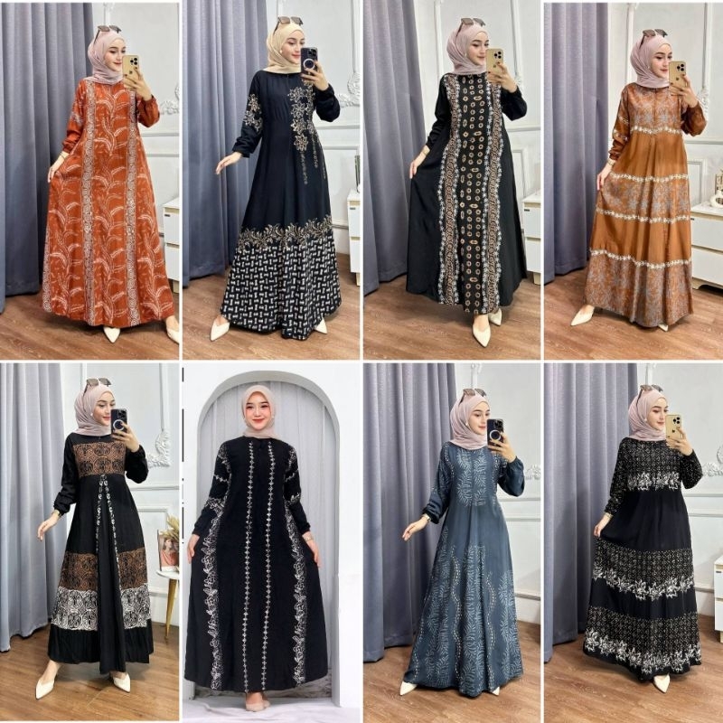 GAMIS DRESS TWILL RAYON BATIK CAP MALAM ORI PEKALONGAN