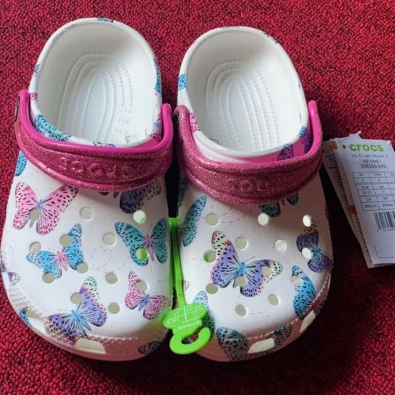 sandal Crocs butterfly Glitter / Crocs anak perempuan / Crocs butterfly Glitter clog / sandal anak p