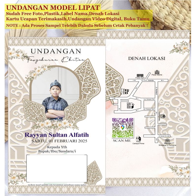 Undangan khitan khitanan Anak terbaru fresh 2025 full colour free foto + plastik