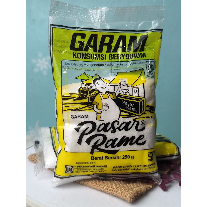 

Garam Masak / Garam Sehat Beryodium / Garam Konsumsi Cap Pasar Rame 250 gr