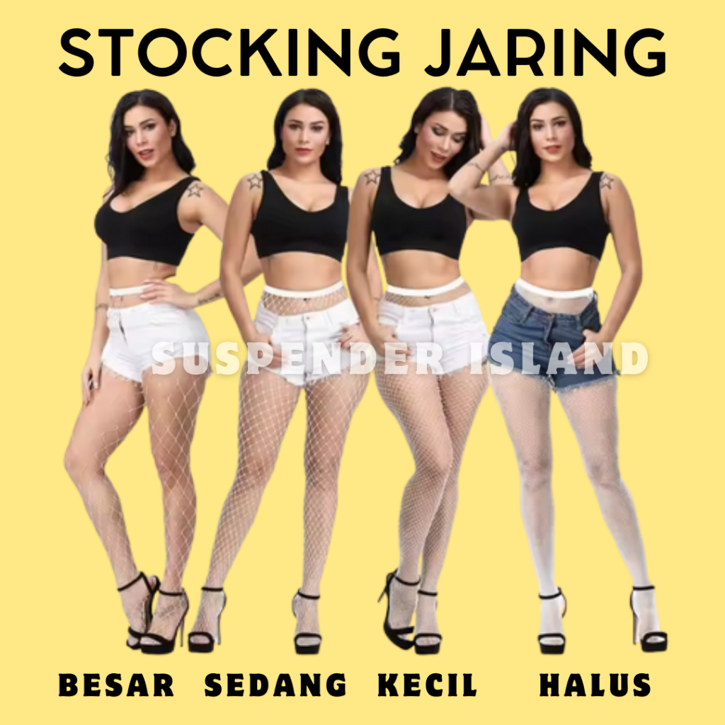 SI - Stocking Jaring Pantyhose Bolong Bolong Stocking Dewasa Hitam Putih