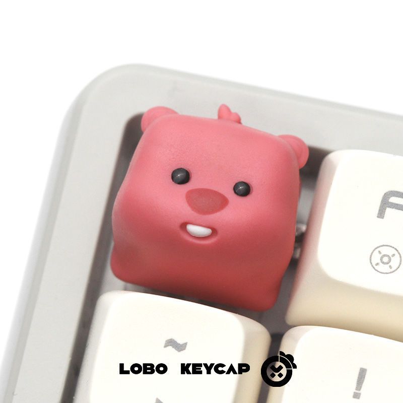 cute pink beaver Loopy Mechanical keyboard keycaps Personalization Handmade Cross Axle compatible
