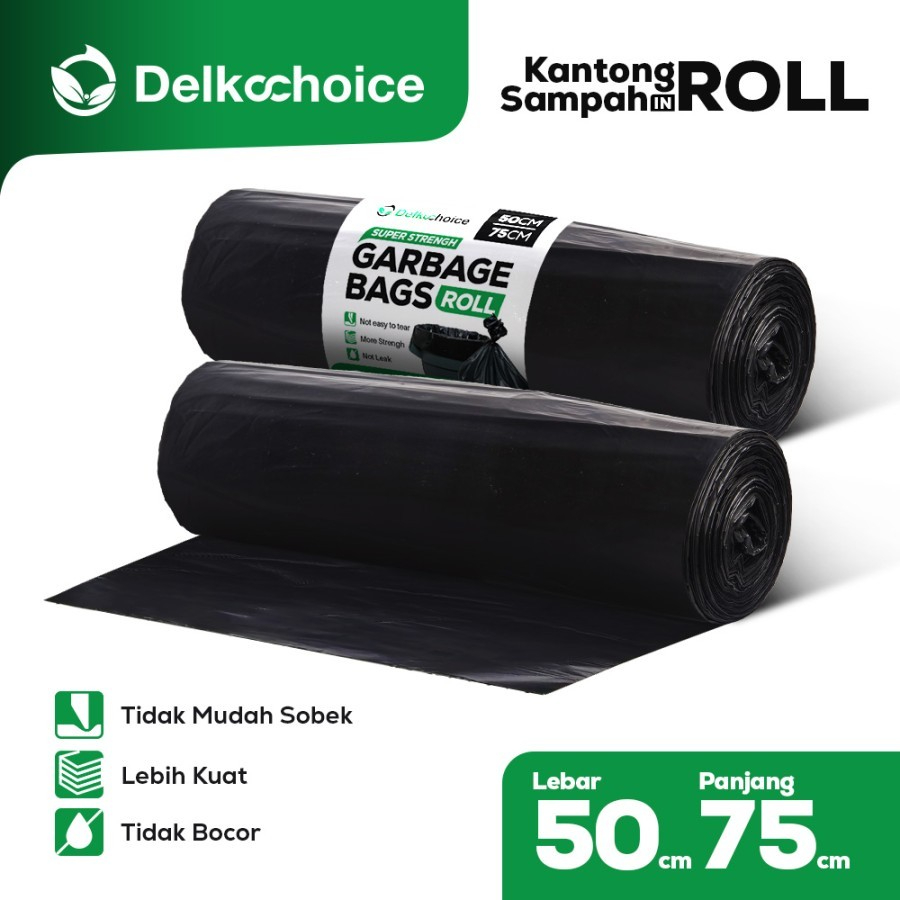 KANTONG PLASTIK SAMPAH TEBAL BESAR WARNA HITAM ROLL 50 X 75