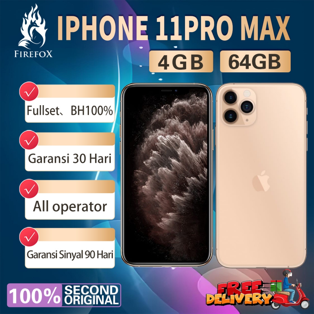 iPhone 11Pro Max 64GB Second Original100% 6.5"OLED-Ori Fullset Perfect Condition Mulus LikeNew Phone