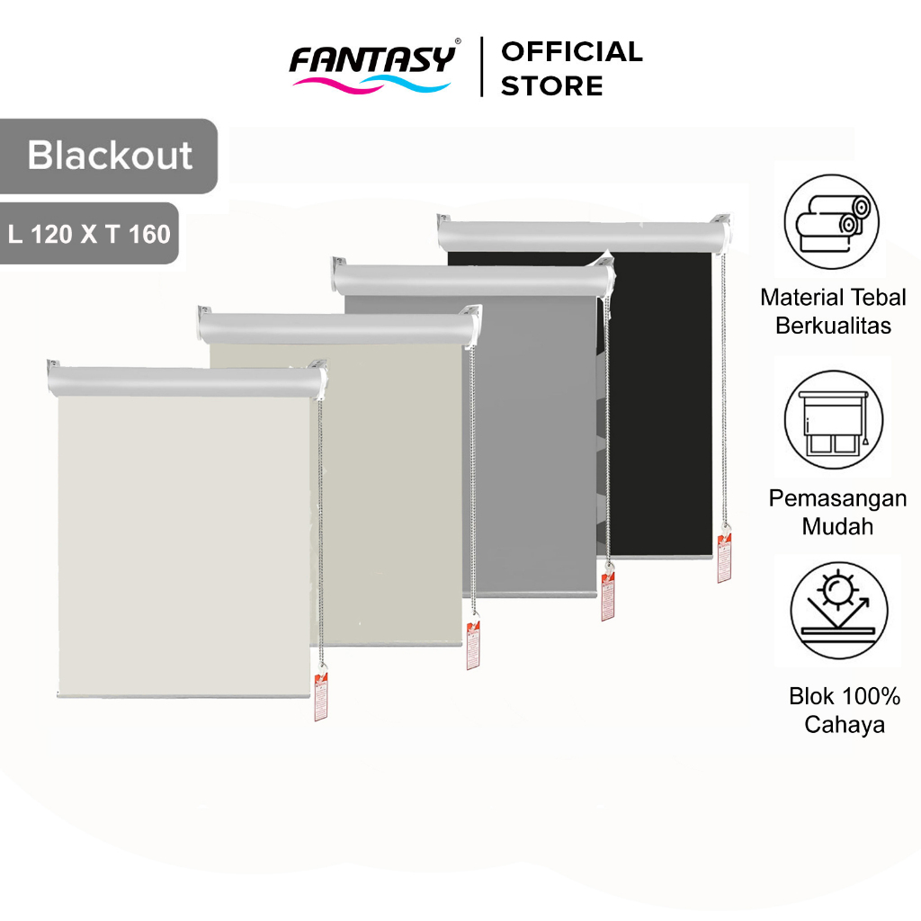 Fantasy Roller Blind Black Out 120 x 160 cm Tirai Jendela Gulung