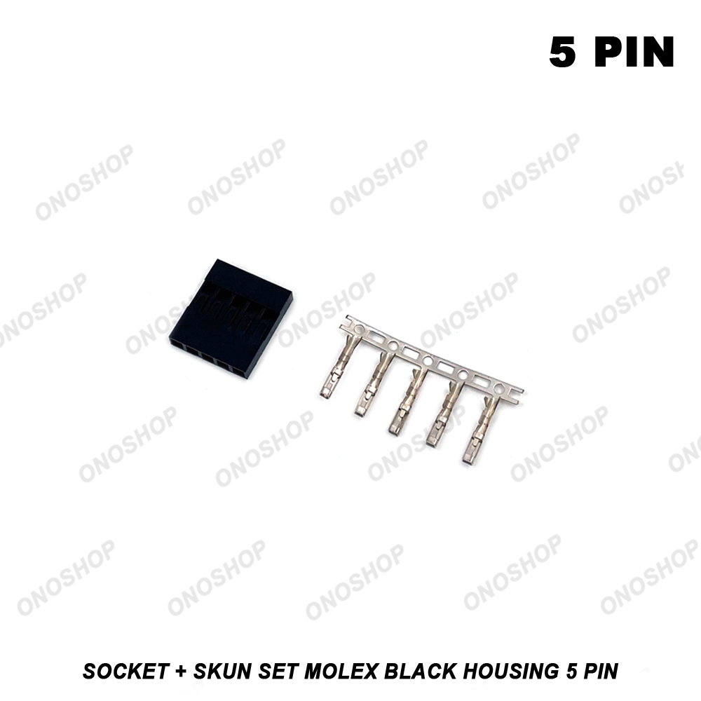 Socket + Skun Set Molex Black Housing - 5 Pin