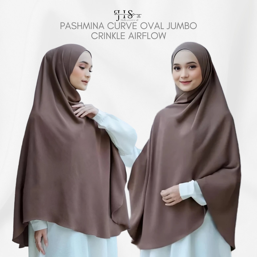 Pashmina Jumbo Curve Oval Crinkle Airflow XXL • Pasmina oval • Pasmina Curve Malaysia Syari