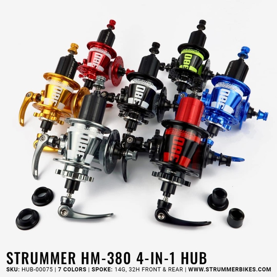 Hub Freehub Strummer 32H MT380 HM380 HM MT 380 QR - Depan, Titanium