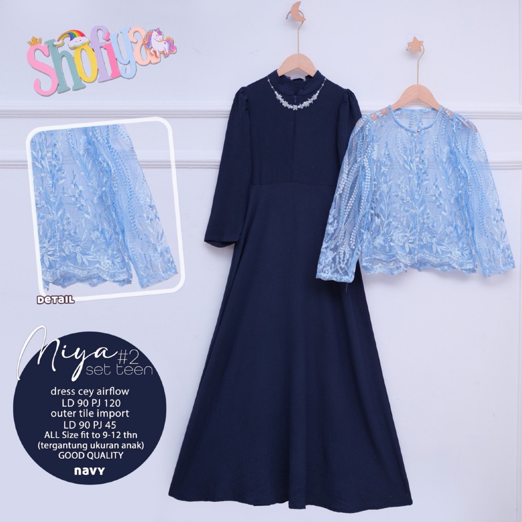 Miya / Runisa - Dress Gamis Brokat Tile Anak Remaja Perempuan by Shofiya Kids