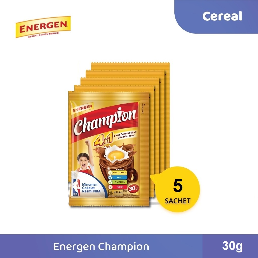 

(5 sachet) susu CHAMPION Susu bubuk rasa Cokelat Kemasan Terbaru 30 gram dari mayora