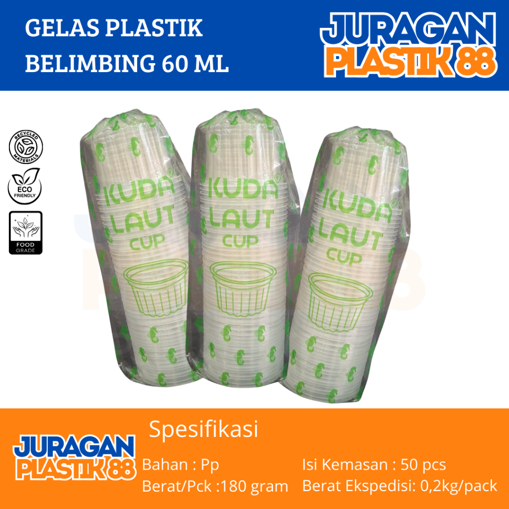 Gelas Plastik Bening 60ml Isi 50pcs | Cup Jelly | Puding Belimbing 60ml