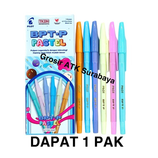 

( DAPAT 12 PCS / 1 LUSIN / 1 PAK ) BOLPEN PILOT BPTP PASTEL / Pulpen Bolpoin PILOT BPT-P PASTEL ASLI